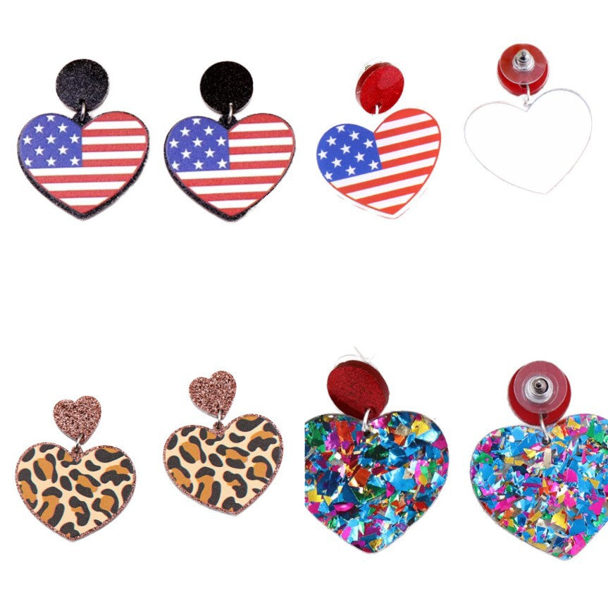 Wholesale Independence Day Heart Earrings